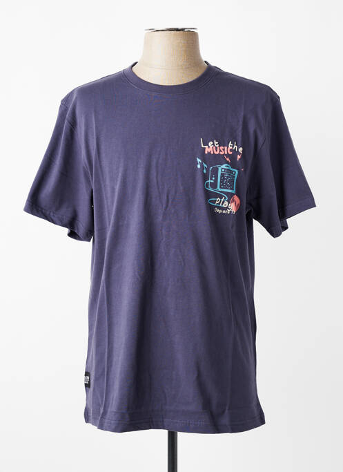 T-shirt broderie manches courtes bleu DAYTONA homme