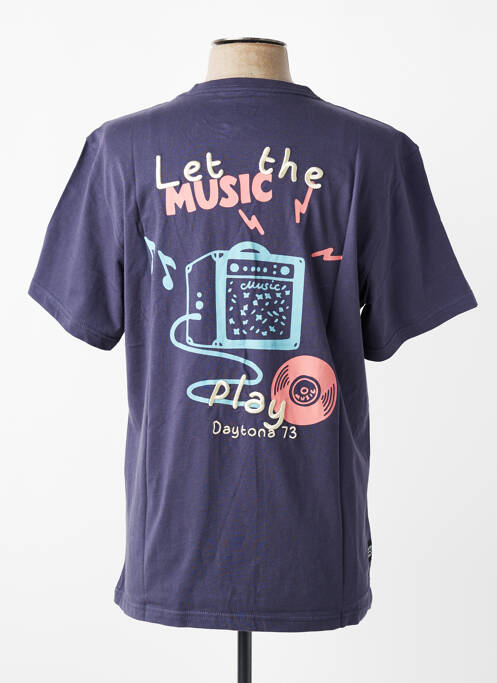 T-shirt broderie manches courtes bleu DAYTONA homme