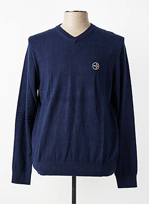 Pull col v manches longues bleu DAYTONA homme