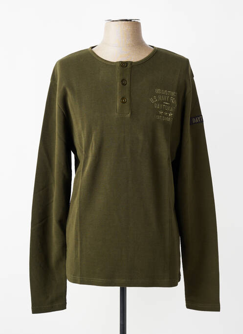 T-shirt broderie manches longues vert DAYTONA homme