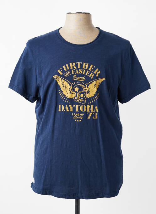 T-shirt coupe cintrée manches courtes bleu DAYTONA homme