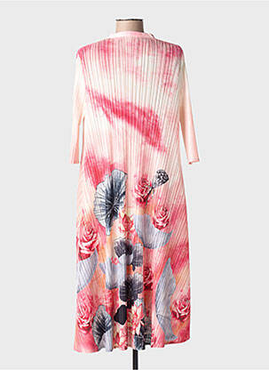 Robe mi-longue imprimé fleurs manches 3/4 rose NESLAY femme