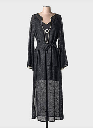 Robe longue manches longues manches longues noir ACCESS FASHION femme