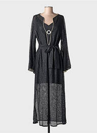 Robe longue manches longues manches longues noir ACCESS FASHION femme
