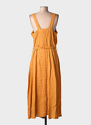 Robe longue tissage crêpe fines bretelles jaune LA FEE MARABOUTEE femme