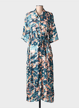 Robe longue manches courtes manches courtes bleu LA FEE MARABOUTEE femme