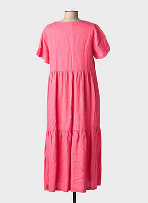Robe longue manches courtes manches courtes rose ORTO BOTANICO femme