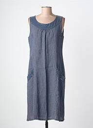 Robe mi-longue tissage crêpe sans manche bleu QUATTRO femme