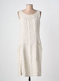 Robe mi-longue tissage crêpe sans manche beige QUATTRO femme