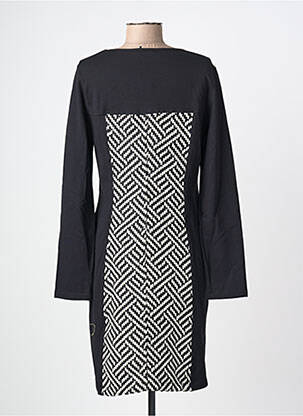 Robe mi-longue manches longues manches longues noir MALOKA femme