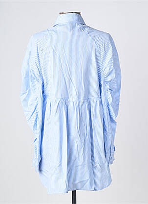 Chemisier tissage popeline manches longues bleu LAUREN VIDAL femme
