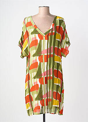 Robe courte manches courtes manches courtes vert L'ATELIER D'ANNA femme