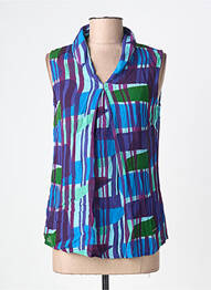 Blouse imprimé fantaisie sans manche bleu L'ATELIER D'ANNA femme
