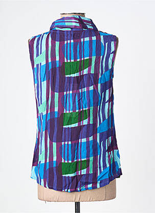 Blouse imprimé fantaisie sans manche bleu L'ATELIER D'ANNA femme