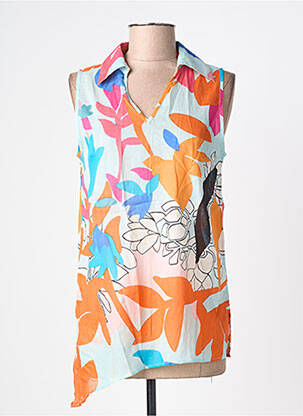 Blouse légère et transparente sans manche orange L'ATELIER D'ANNA femme