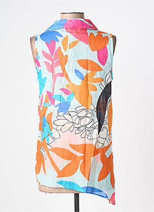 Blouse tissage popeline sans manche orange L'ATELIER D'ANNA femme