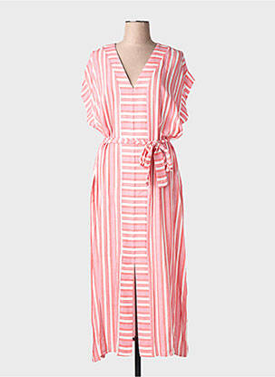 Robe longue manches courtes manches courtes rose LA FEE MARABOUTEE femme