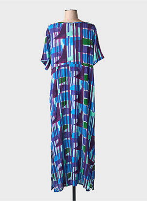 Robe longue imprimé fantaisie manches courtes bleu L'ATELIER D'ANNA femme
