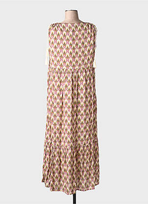 Robe longue tissage popeline sans manche beige LA FEE MARABOUTEE femme