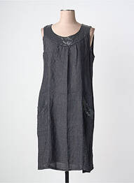 Robe mi-longue tissage crêpe sans manche noir QUATTRO femme