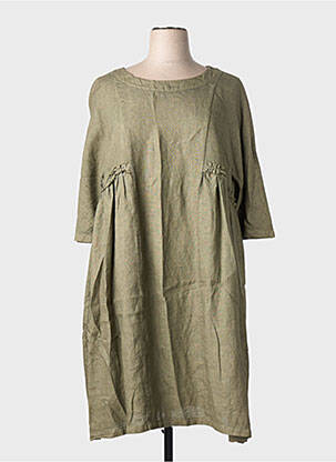 Robe mi-longue coupe évasée manches 3/4 vert ORTO BOTANICO femme
