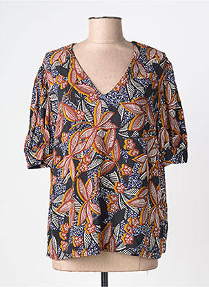 Blouse tissage popeline manches 3/4 noir LA FEE MARABOUTEE femme