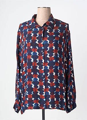 Chemisier imprimé fantaisie manches longues bleu LA FEE MARABOUTEE femme