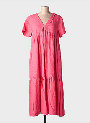 Robe longue manches courtes manches courtes rose ORTO BOTANICO femme