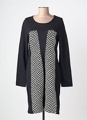 Robe mi-longue manches longues manches longues noir MALOKA femme
