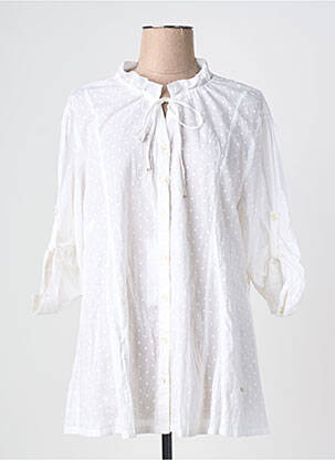 Tunique manches longues fermeture boutonnée sur le devant blanc AGATHE & LOUISE femme
