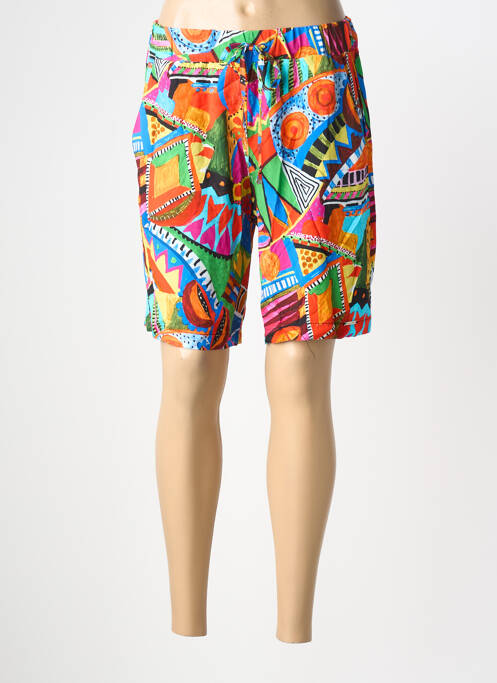 Bermuda taille élastique taille normale orange MALOKA femme