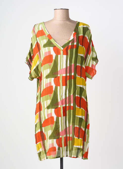 Robe courte manches courtes manches courtes vert L'ATELIER D'ANNA femme