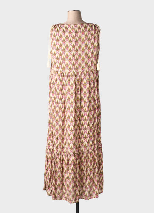 Robe longue imprimé fantaisie sans manche beige LA FEE MARABOUTEE femme