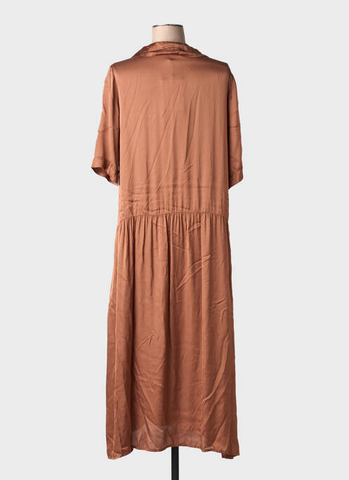 Robe longue manches courtes manches courtes marron LA FEE MARABOUTEE femme