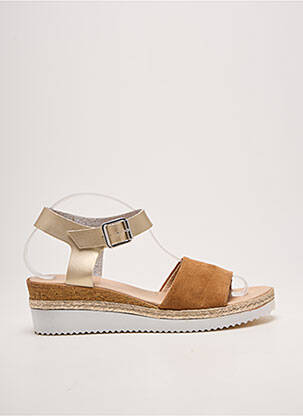 Sandales/nu pieds tissage satiné talon de 4 à 6cm or REQINS femme