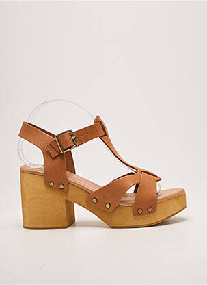 Sandales/nu pieds semi compensé talon de 7 à 9cm marron REQINS femme