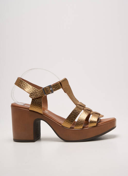 Sandales/nu pieds semi compensé talon de 7 à 9cm marron REQINS femme