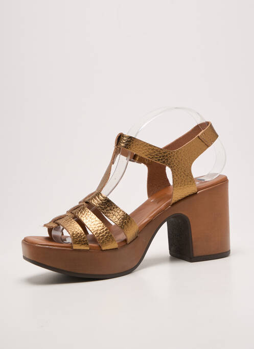 Sandales/nu pieds semi compensé talon de 7 à 9cm marron REQINS femme