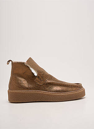 Bottines/boots tissage satiné talon plat jusqu'à 3cm marron SMS femme