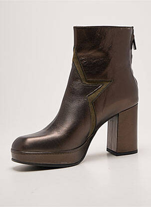 Bottines/boots tissage satiné talon de 7 à 9cm vert ROSEMETAL femme