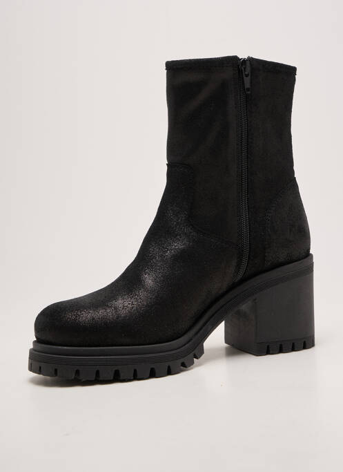 Bottines/boots tissage satiné talon de 7 à 9cm noir SMS femme