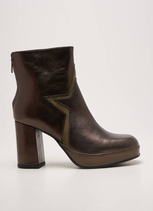 Bottines/boots tissage satiné talon de 7 à 9cm vert ROSEMETAL femme