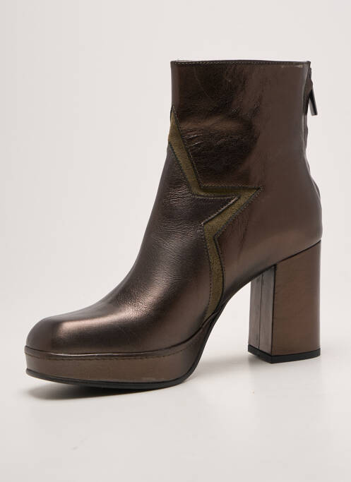 Bottines/boots tissage satiné talon de 7 à 9cm vert ROSEMETAL femme