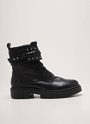 Bottines/boots tissage satiné talon plat jusqu'à 3cm noir EMILIE KARSTON femme