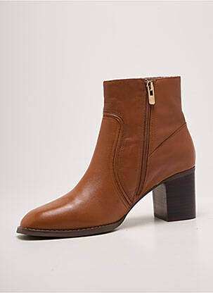 Bottines/boots tissage satiné talon de 7 à 9cm marron EMILIE KARSTON femme