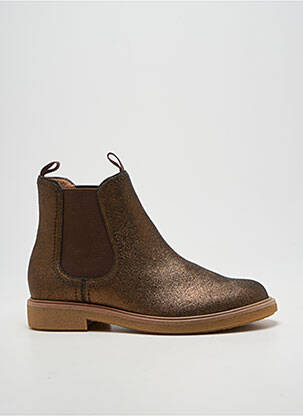 Bottines/boots tissage satiné talon plat jusqu'à 3cm marron EMILIE KARSTON femme