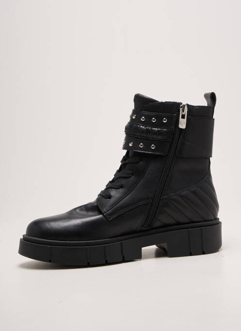 Bottines/boots tissage satiné talon plat jusqu'à 3cm noir EMILIE KARSTON femme
