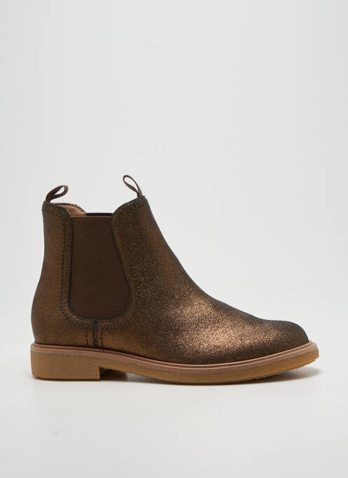 Bottines/boots tissage satiné talon plat jusqu'à 3cm marron EMILIE KARSTON femme