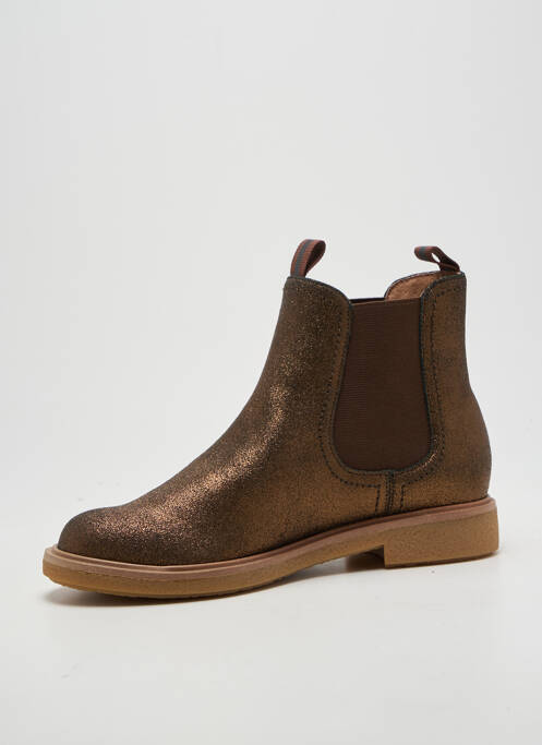 Bottines/boots tissage satiné talon plat jusqu'à 3cm marron EMILIE KARSTON femme