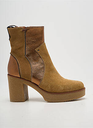 Bottines/boots tissage satiné talon de 7 à 9cm marron ROSEMETAL femme